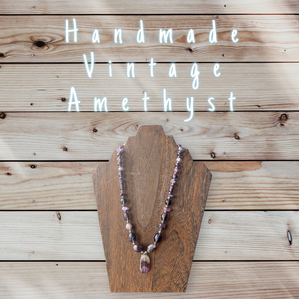 Vintage Handmade Amethyst necklace with silver metal clasp 🪷